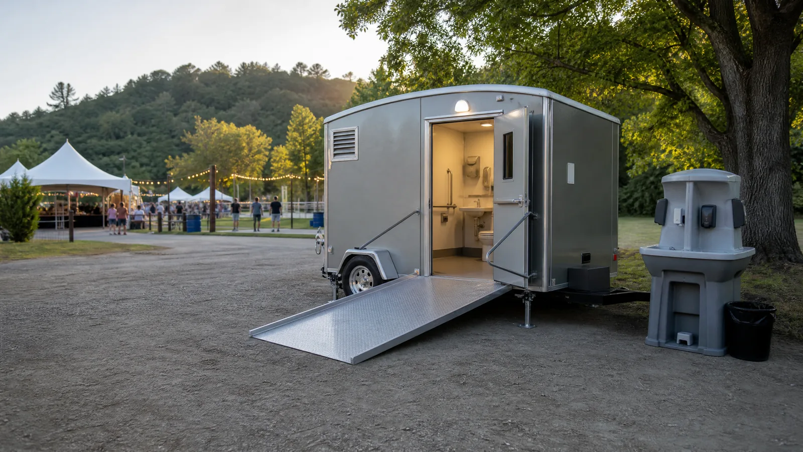 Site-planning illustration for Standard portable toilet rental for everyday temporary needs